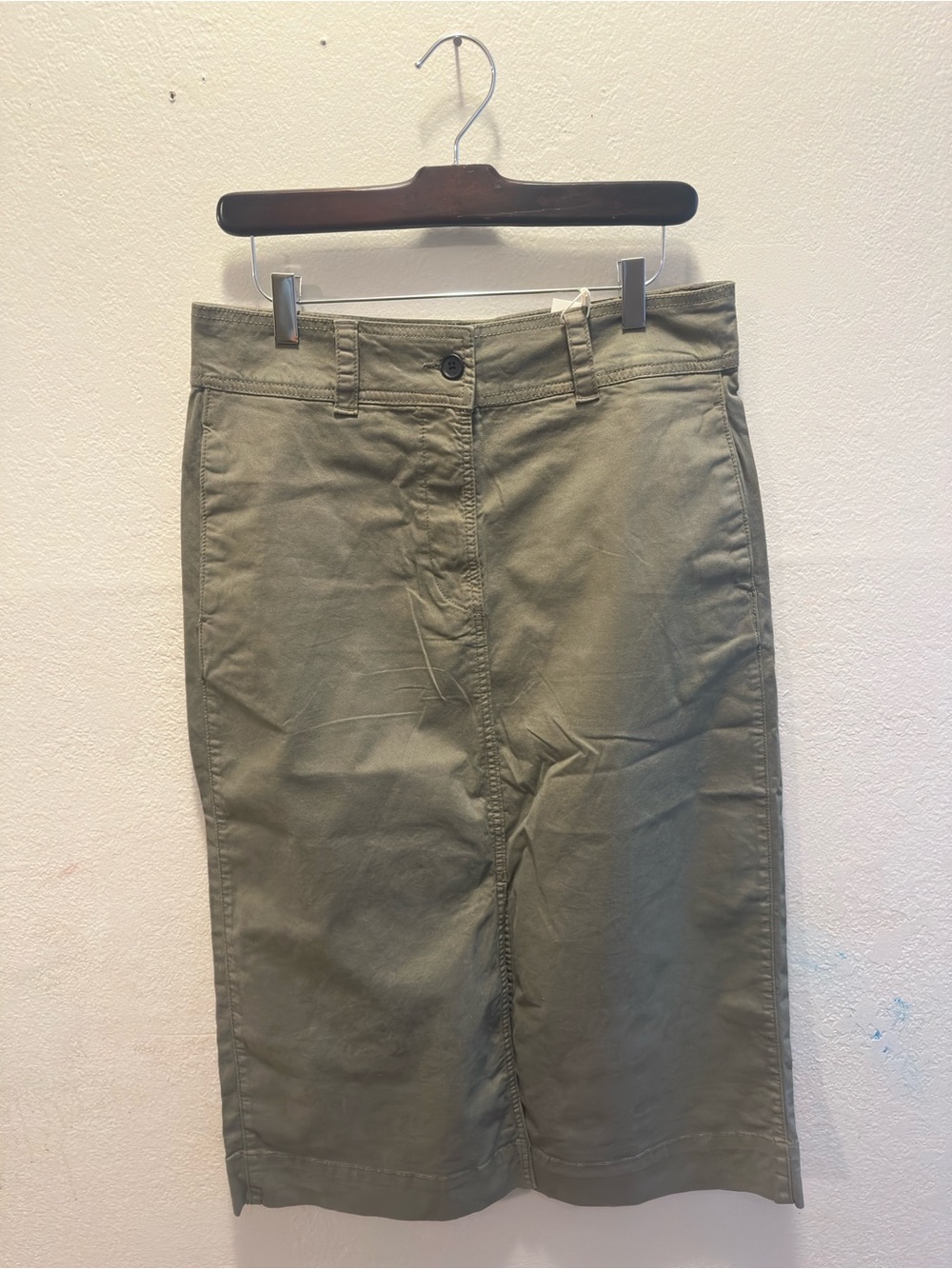 Olive Green Midi Skirt - Women's Classic Straight Silhouette